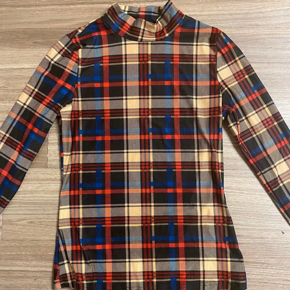 Long Sleeve Plaid Turtle Neck